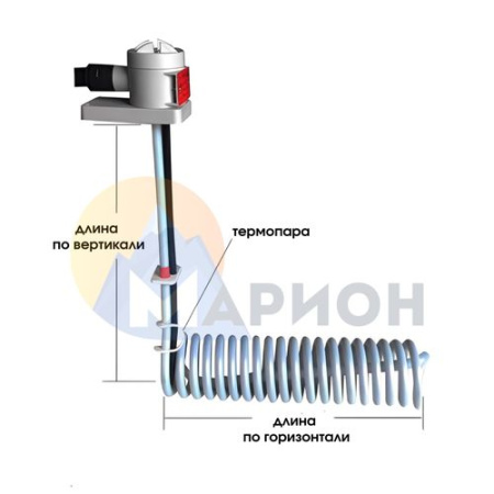 ТЭН фторопластовый, PTFE оболочка, модель HXL, 6000 Вт, 220 В